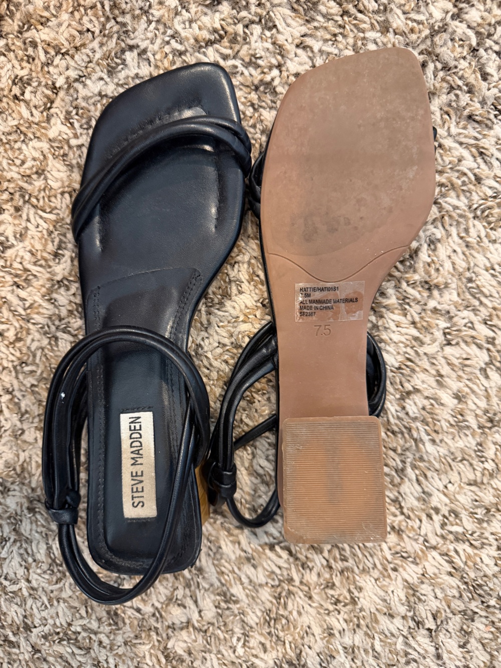 Steve Madden Black Strappy Square Toe Sandals